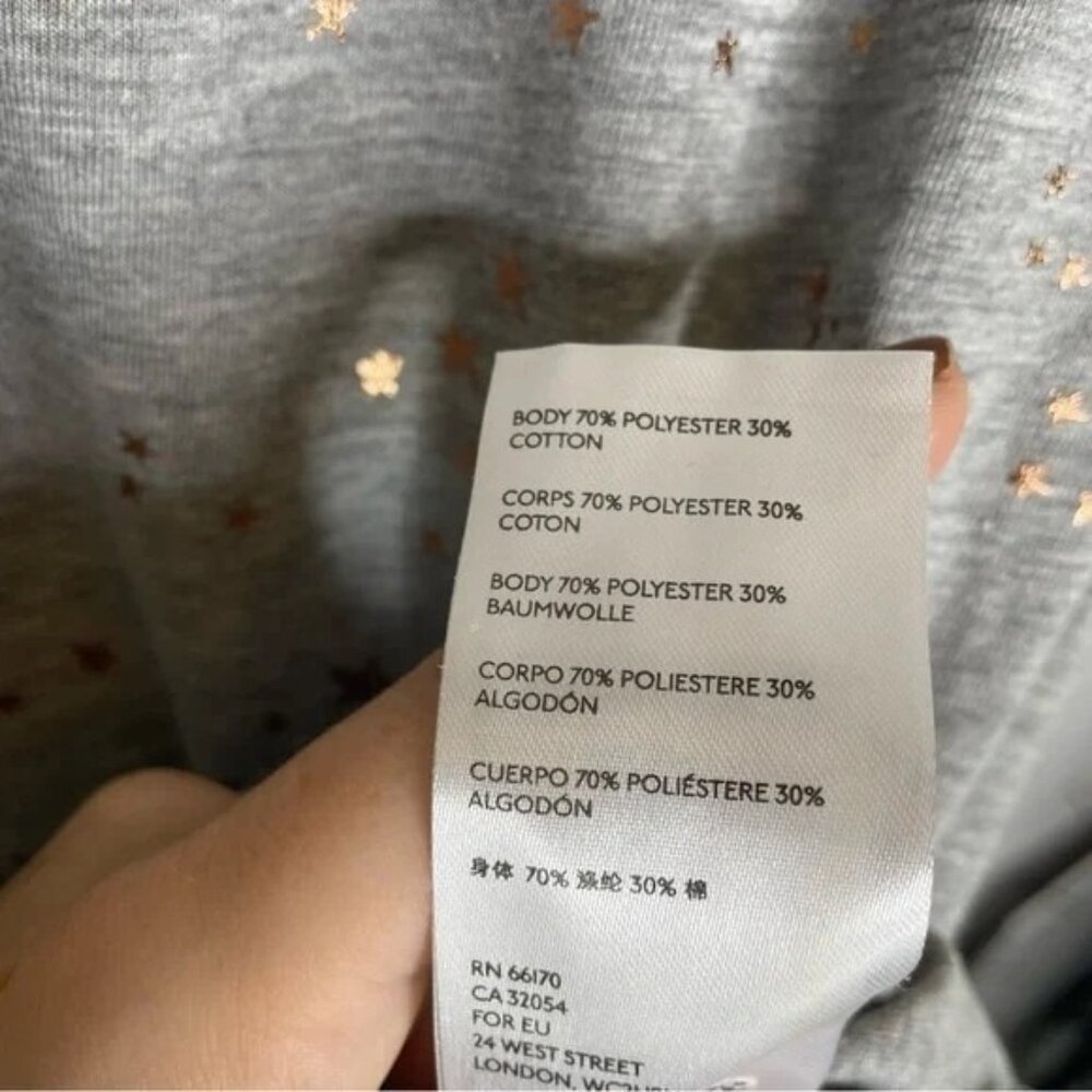 Anthropologie Rise & Shine Gray Star Print Long Sleeve Crewneck T-shirt - Picture 6 of 6